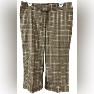 Liz Claiborne Brown Plaid white & black look w/cuff Wide-legged Trousers size 14